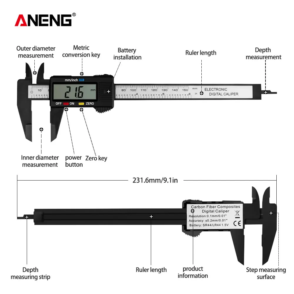 ANENG измерительный инструмент цифровой суппорт 150 мм Messschieber paquimetro измерительный инструмент штангенциркули
