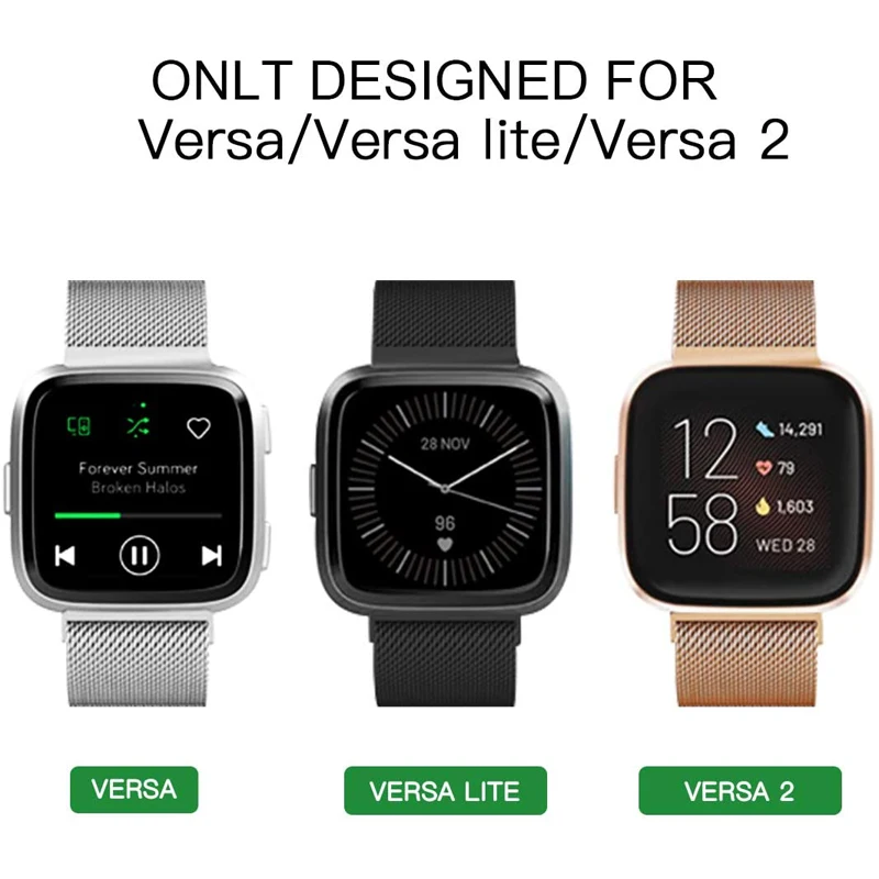 Магнитная Петля ремешок для fitbit Versa 2 lite correa нержавеющая сталь наручный ремень