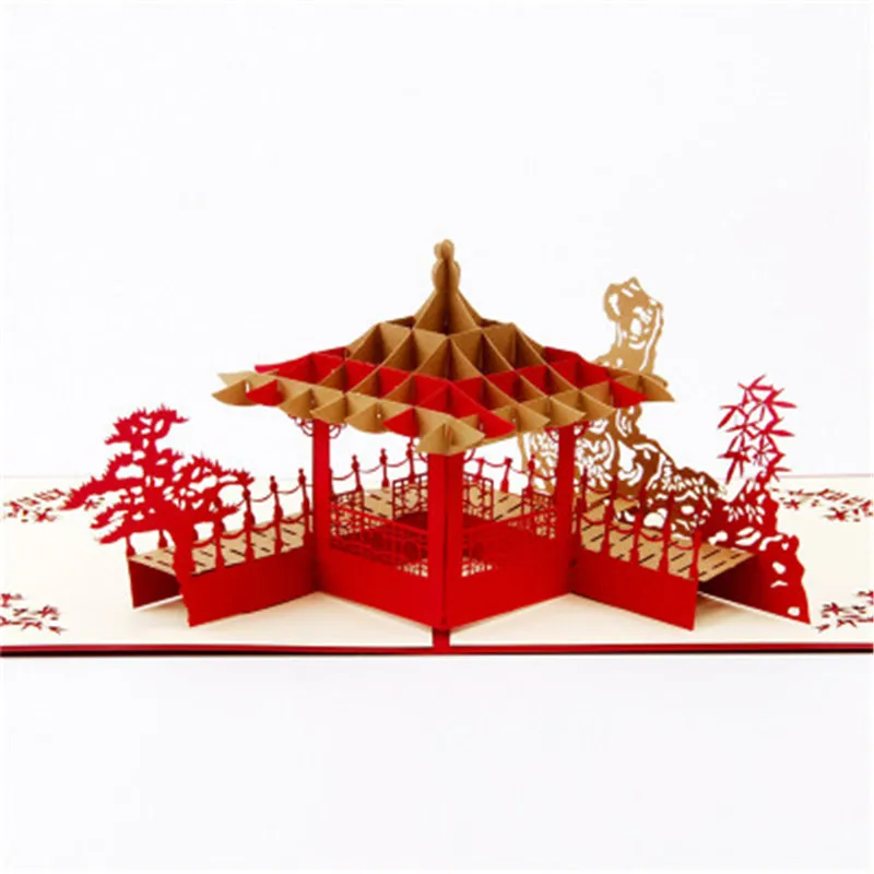  3D Pop Up Greeting Card Birthday Valentine's Day Gift Postcard with Eiffel Tower Big Ben Envelope W - 4000174805201