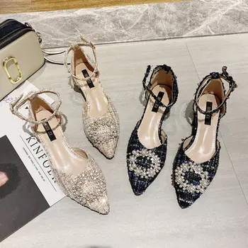 

2020 Lady Shoes Glitter Pointed Toe Ankle Wrap D'orsay AS0022