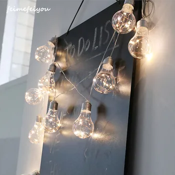 

4M LED A55 bulb fairy lights string battery power bulb garland Christmas wedding party bedroom living room garden decoration