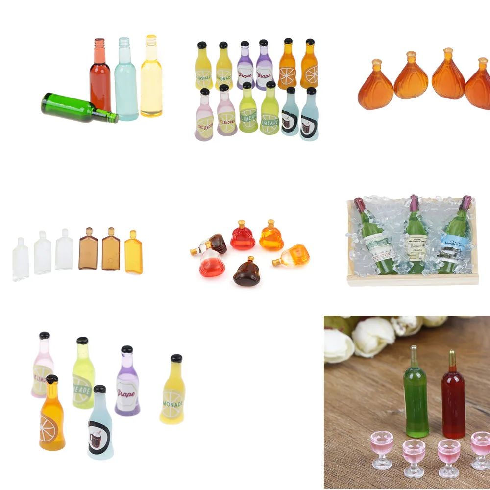 2/3/4/6/set 1:12 1:6 Colorful Wine Bottles Dollhouse Miniature For Kids Girls Toys Dinette Enfant Kitchen | Игрушки и хобби