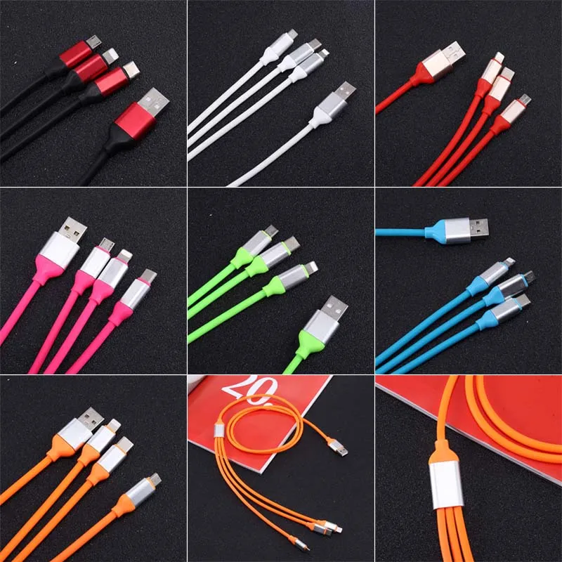 3 в 1 1,2 м СВЕТОДИОДНЫЙ модуль панели управления usb type-C для зарядки Lightning кабели для iPhone samsung Xiaomi XJ66