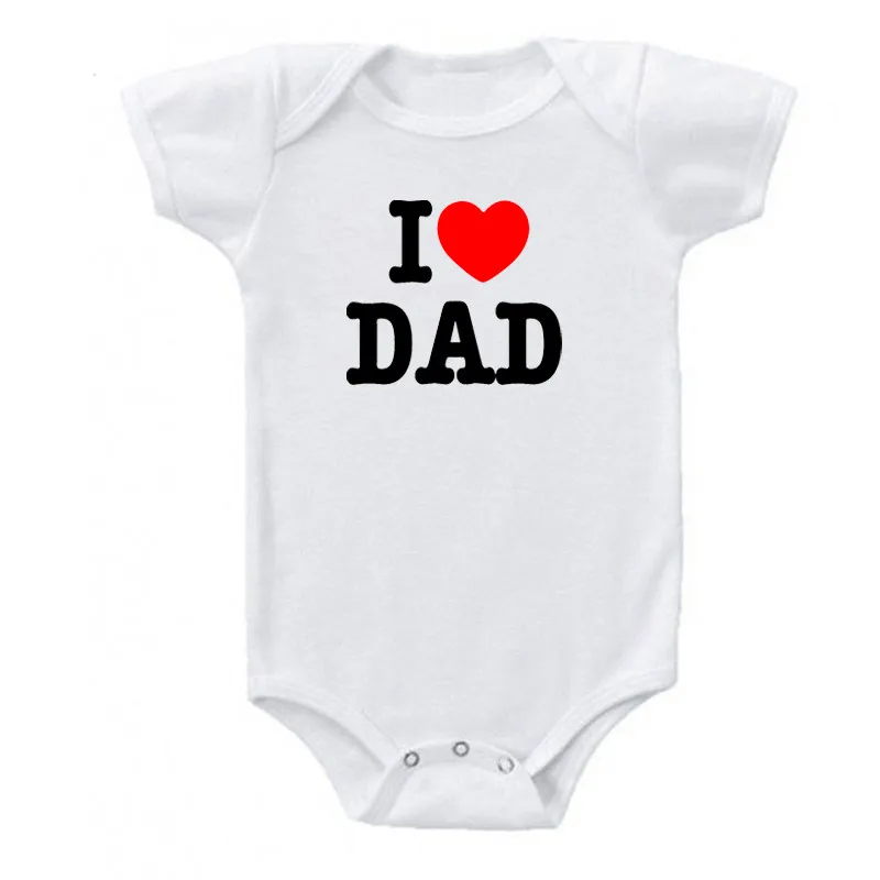 Белый Хлопковый комбинезон с надписью «I Love Dad» и короткими рукавами для младенцев; боди для маленьких мальчиков и девочек; Детские Боди; одежда - Цвет: Белый