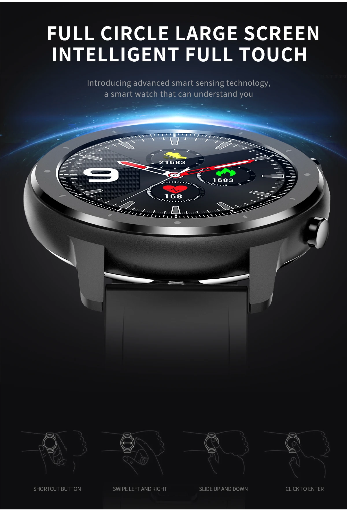 Bluetooth 5,0, Смарт-часы для мужчин, модные, полный экран, сенсорный, IP68, водонепроницаемые, умные часы, пульсометр, кровяное давление, часы