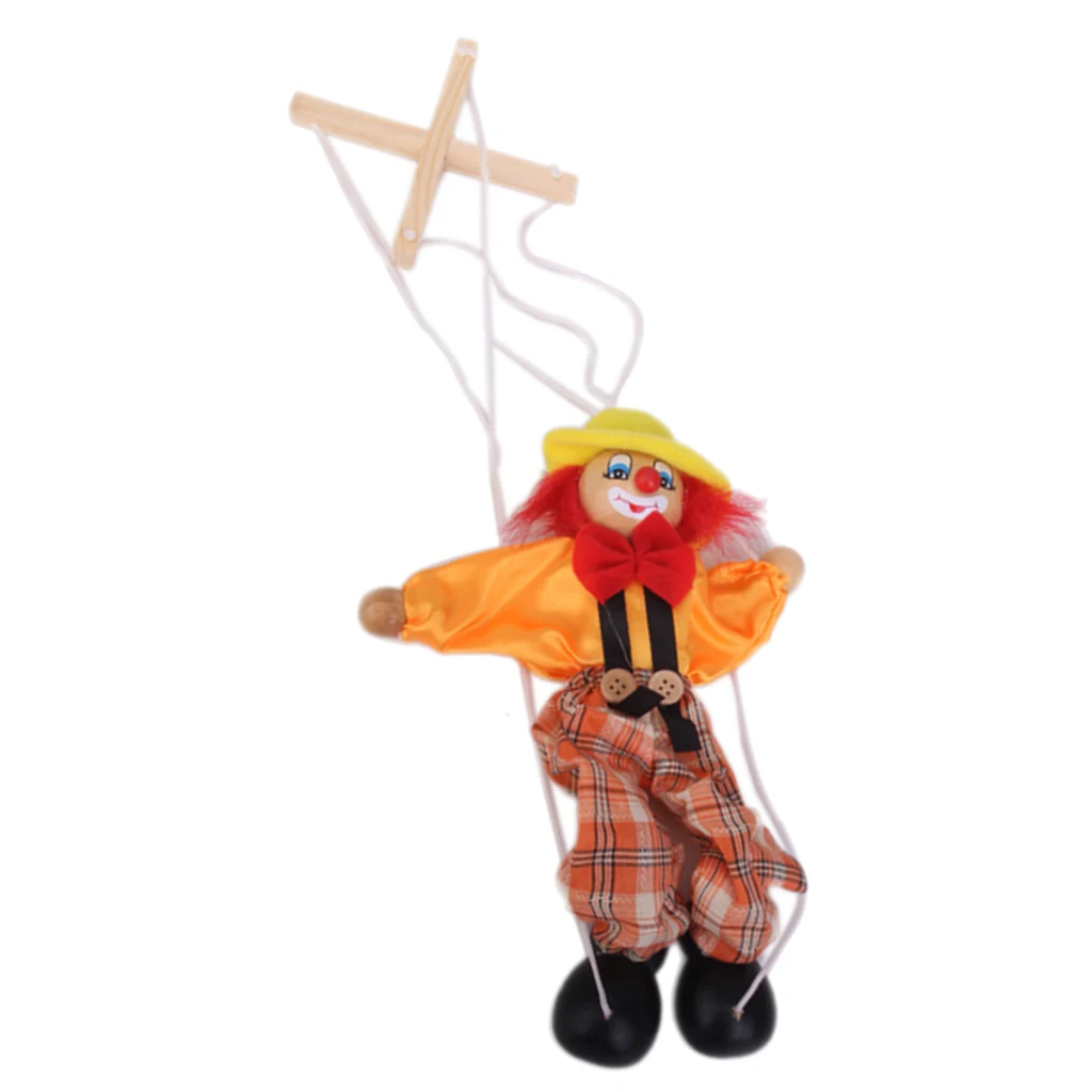 Random 1pc Wooden Clown Marionette Puppet Toy For Kids Funny Gifts