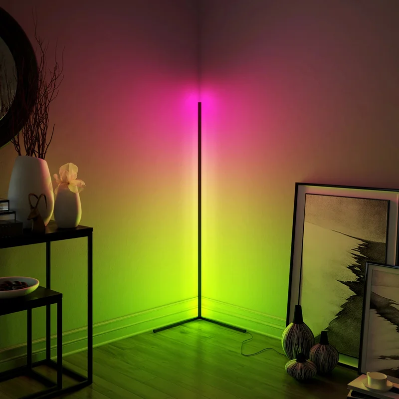 Nordic дизайнерские Угловые напольная лампа RGB приложение дистанционного торшер