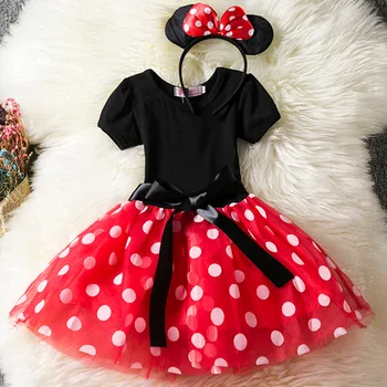 

Girls Fancy Mickey Minnie Mouse Dress Cosplay Mini Mouse Costume Kids Dot Princess Dresses Baby Child Birthday Party Ballet Gown