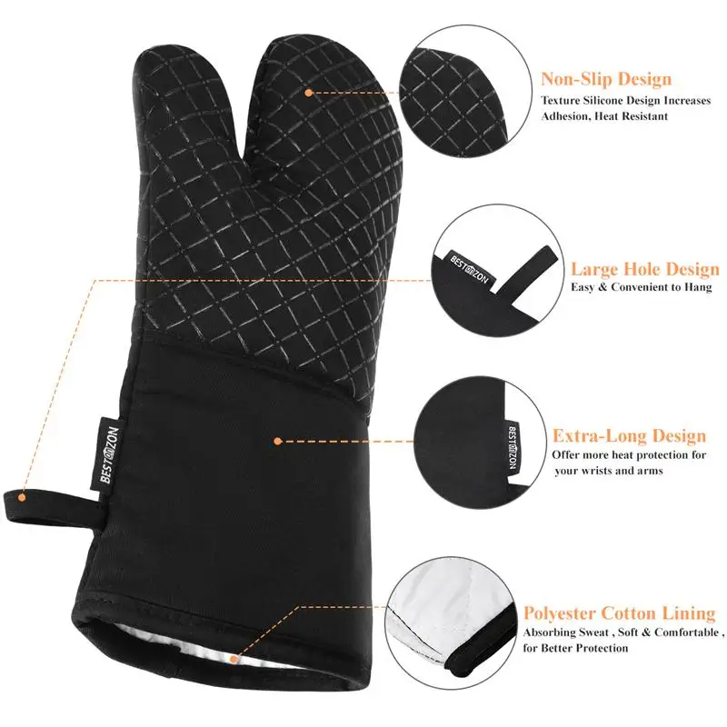 1 Set Of Oven Mitt Heat Resistant Pot Holder Pad Protective Oven Gloves