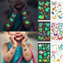 

Transfer Tattoo For Children Boys Baby Temporary On Hand Translations Glitter Kids Flower Bee Insect Animal Color Glowing Tatoo