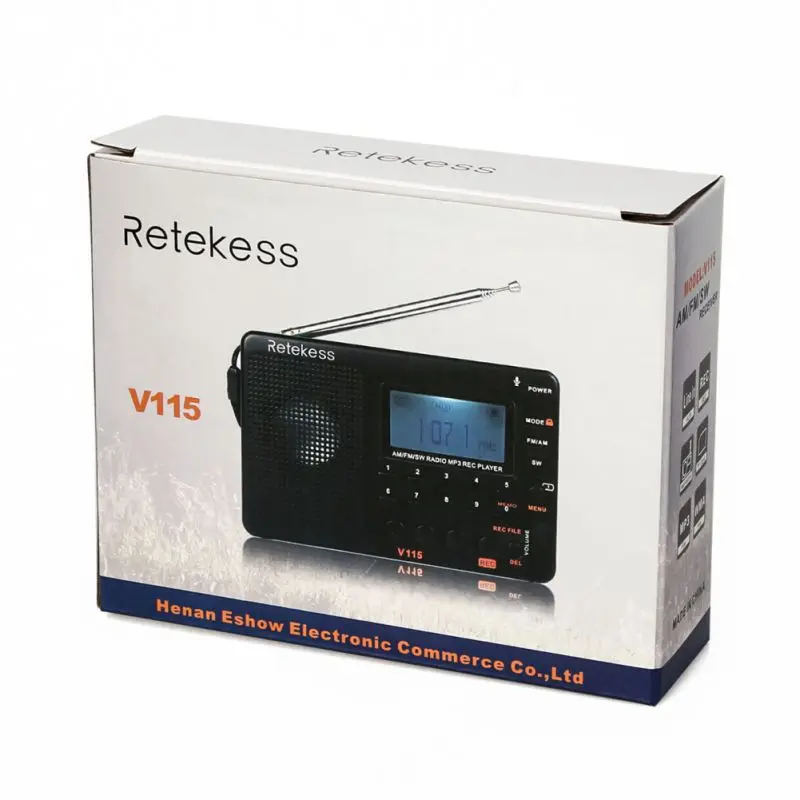 

RETEKESS V115 Radio Receiver FM AM SW Portable Radio Pocket With USB MP3 Digital Recorder Support Micro SD TF Card
