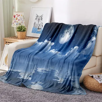 

3D Printed The Moon Blanket Velvet Plush Throw Fleece Blanket Bedspread Couch Sofa Quilt Cover Bedding Outlet Dropship