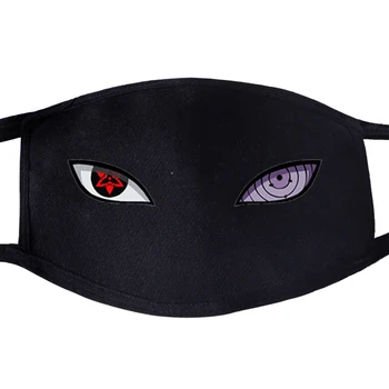 

Naruto Uchiha Sasuke Eye Pattern Face Masks Unisex Mouth Japanese Anime Black Half Anti Dust Quarantine Washable Mask Men Women