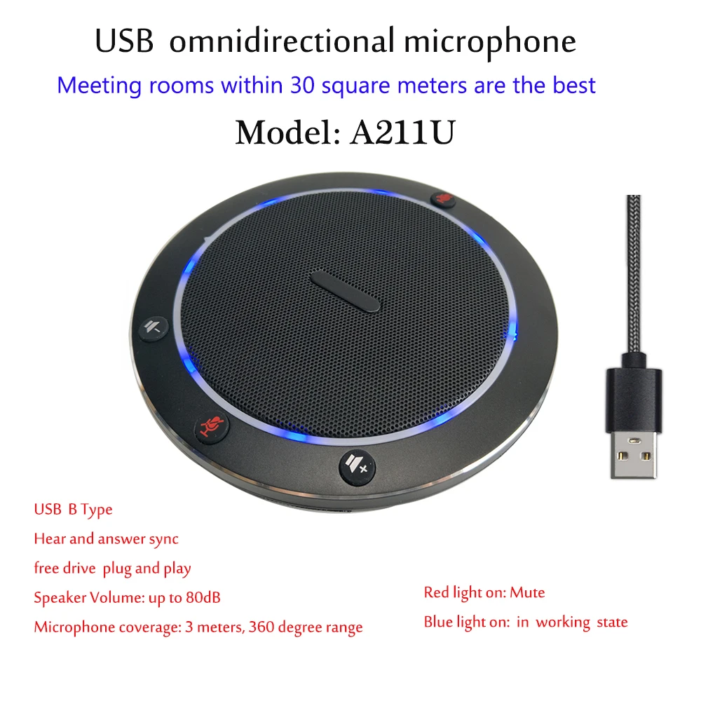 

Многонаправленный настольный мини-микрофон для аудиоконференции A211U HD с USB