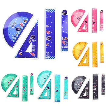 

4Pcs/Set Acrylic Ruler Drawing Measurement Geometry Ruler Straightedge Protractor A Variety Of Rulers