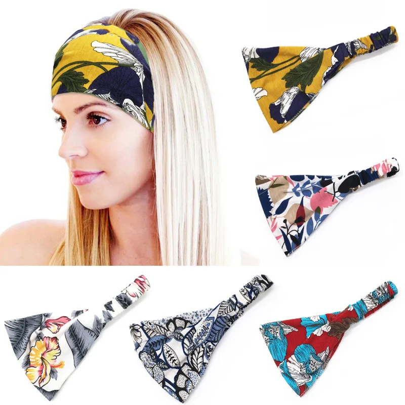 

Bohemia Turban Headband Floral Prints lastic Hair Bands for Women Headwear Gum Hairbands for Girls Hair Accessories headbands