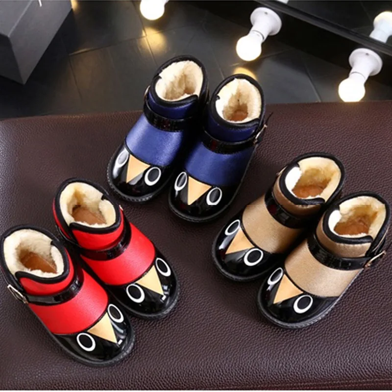 2019Winter children snow boots short tube cotton boots boys and girls non-slip soft bottom plus velvet cotton baby shoes
