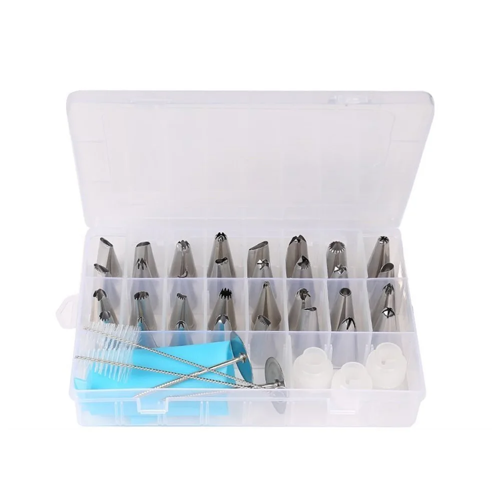42pcs Icing Tips Cake Decorating Kit Pastry Bag Flower Nails Lightweight Easy Clean Couplers Cookies DIY