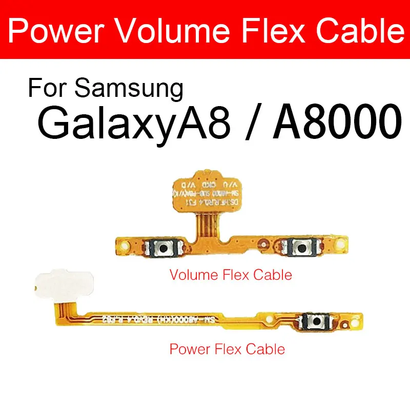 Power &amp Volume Flex Cable For Samsung Galaxy A8 SM-A8000 A8000 Switch Side Kay Button Ribbon Parts | Мобильные телефоны и