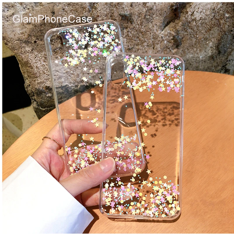 

GlamPhoneCase Simple Glitter Star Phone Case For iPhone X XS Max XR Soft Silicone Cover For iPhone 7 8 6 6s Plus Case