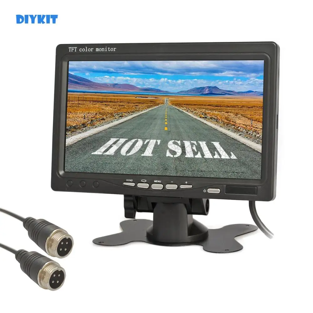DIYKIT 7 дюймов TFT LCD цветной монитор заднего вида автомобиля с 2 x 4PIN видео входом|lcd