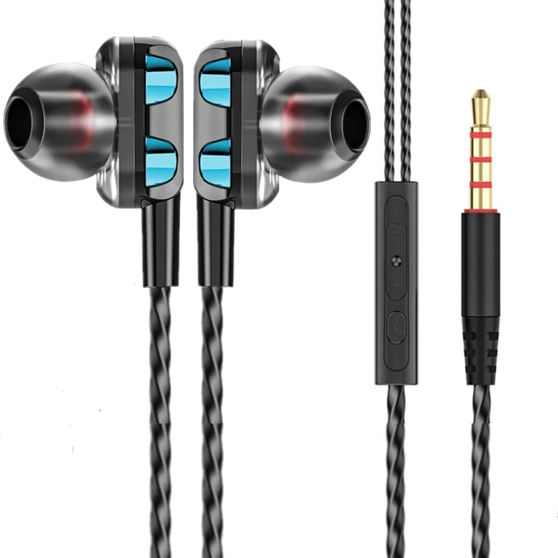 Black Blue GAIBY проводные наушники, супер бас звук, вставные спортивные наушники с микрофоном, стерео Компьютерная гарнитура 3,5 мм для huawei, для samsung A50, A70 - Цвет: Black Blue