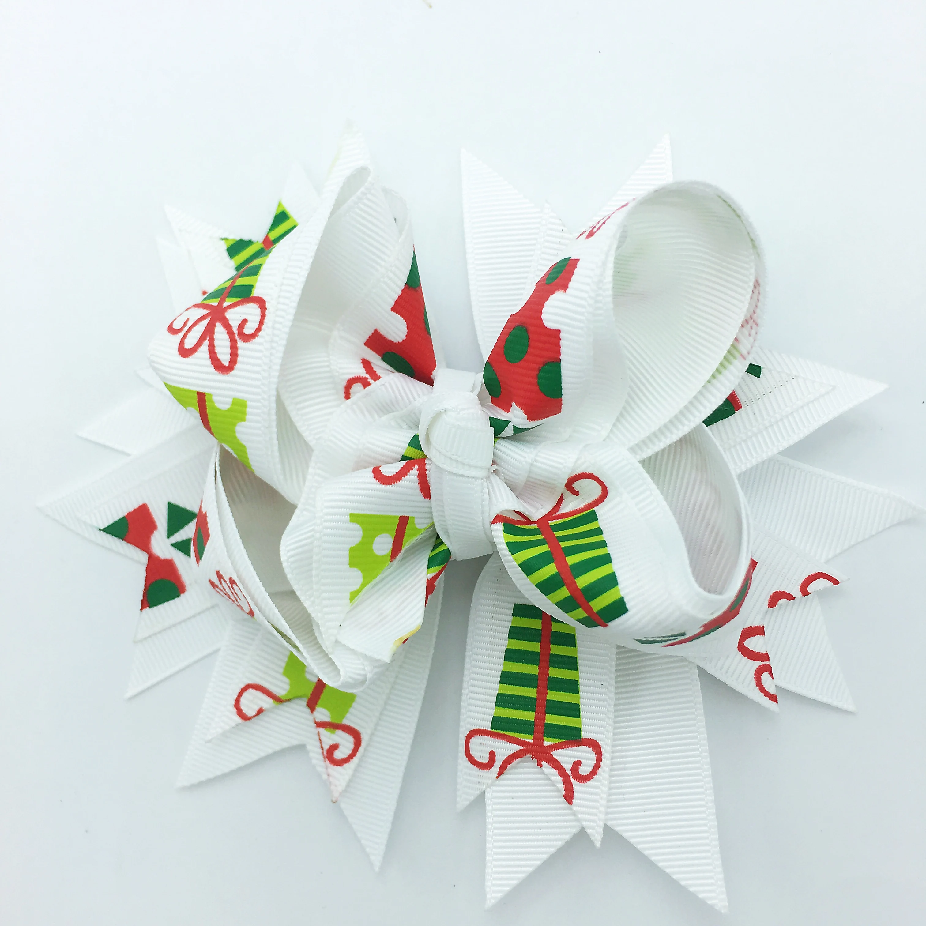 Girls Christmas Hair Bows With Clips Grosgrain Ribbon Headwear Handmade Bowknot Hair Accessories For Christmas 5 inches/8 inches