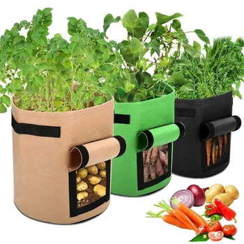 

3Pcs 7 Gallon Plant Grow Bags Vegetable Potato Plant Planting Bags Non-woven Fabric Grow Root Pots Garden Transplant Bag