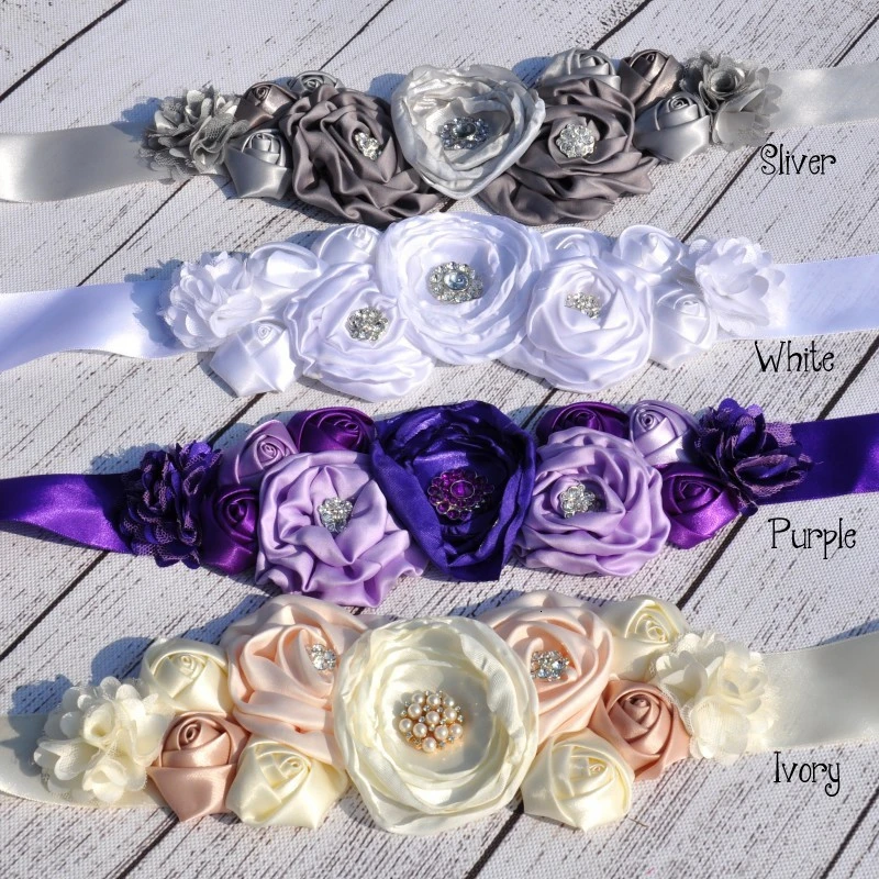 

New Arrival Fashion Eleven Flowers Sash Pearl Rhinestone Accessories Beaded Handmade Sashes Wedding Belt Simulated Rose