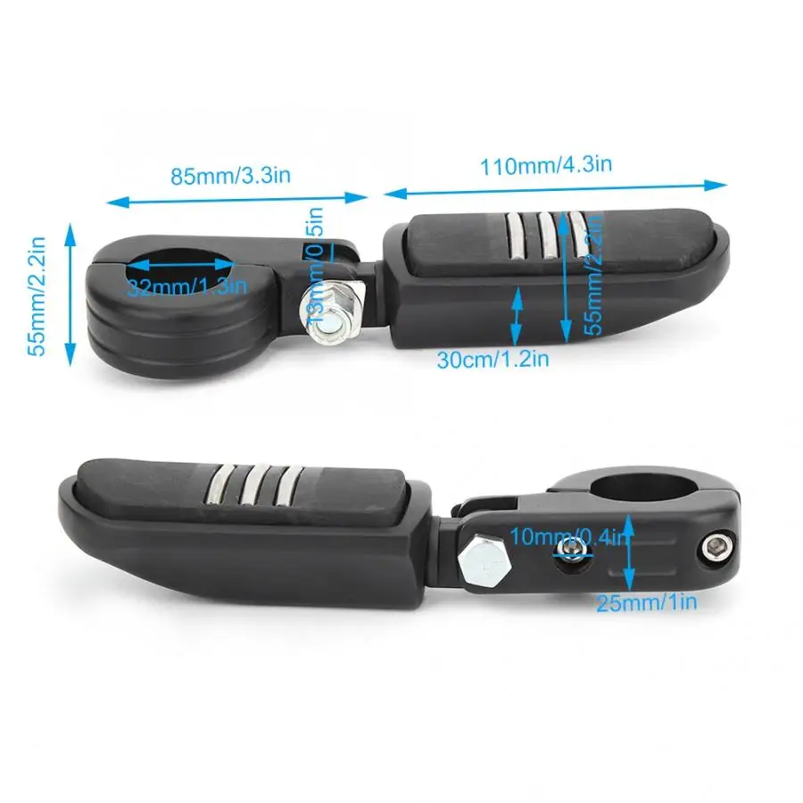 2Pcs 32mm Black Motorcycle Foot Pegs Footrest with Mount Fit For Honda GoldWing GL1500 GL1800 Motorcycle Highway Footpegs