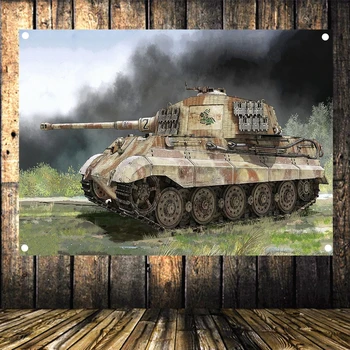 

WW2 Weapons Old Photos Wehrmacht King Tiger Tank Military Poster Flag Banner Wall Art Canvas Painting Tapestry Home Decor A3