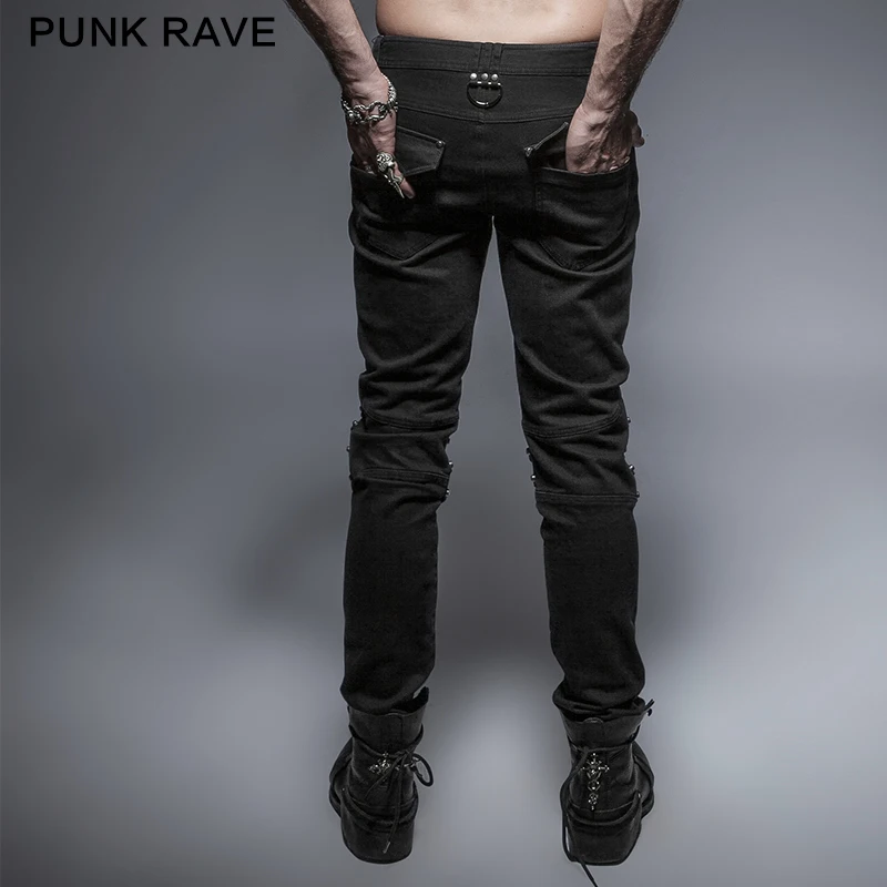 Панк рейв Готический стимпанк мужские военные джинсы брюки Slim Fit уличный карандаш брюки металлический стиль джинсы Уличная Хип Хоп джинсы