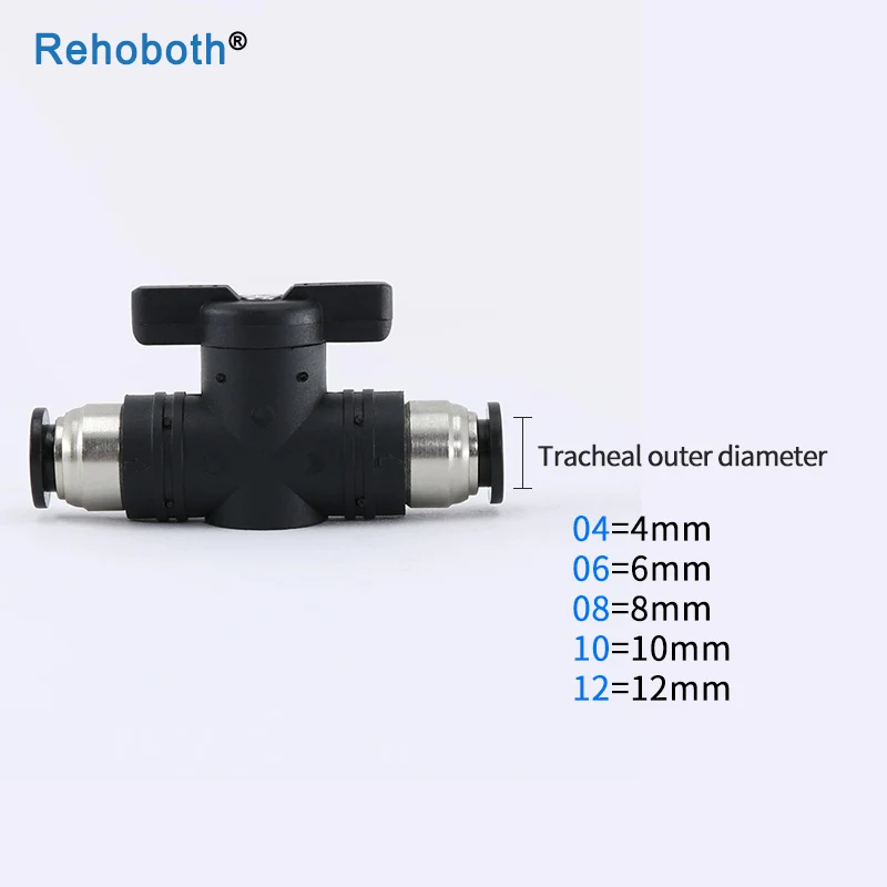 BUC-4mm/6 мм/8 мм/10 мм/12 мм черный пневматический переключатель быстрая вставка PU воздушный клапан ручной клапан воздушный клапан шаровой клапан