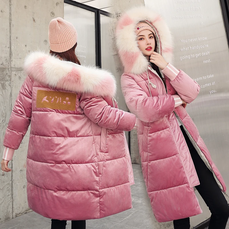 

Long2019 Big Fur Down cotton padded jackets women parka New down cotton jacket winter women'slong loose BF cotton jacket