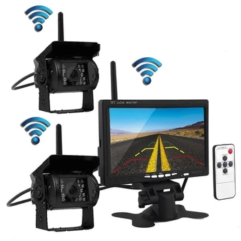 

Wireless Vehicle Truck Parking Assistance System 7" Car LCD Monitor with 2 IR Night Vision Waterproof Backup Rear View Camera