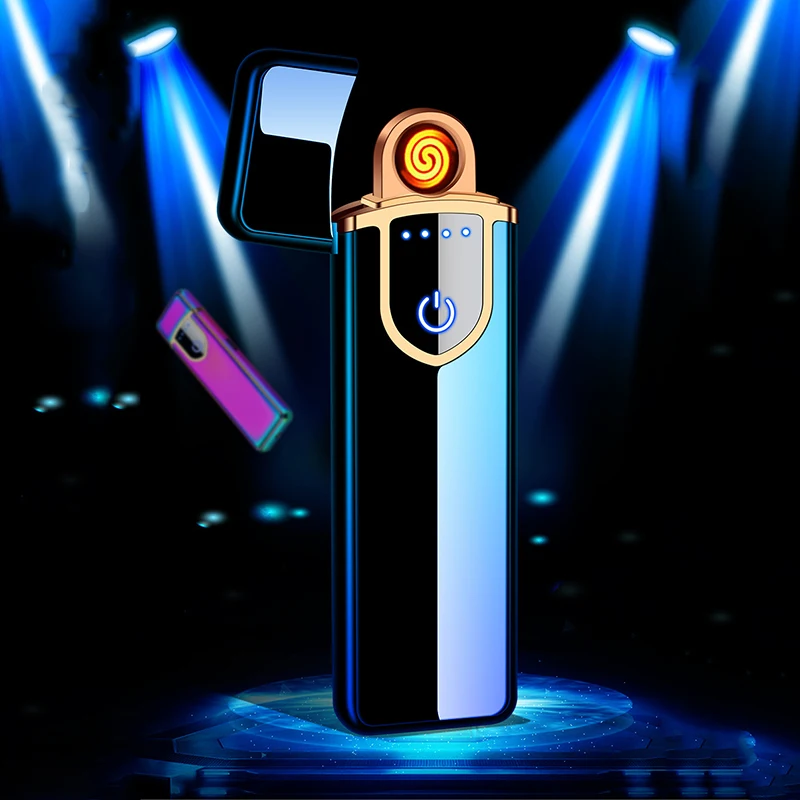 Зарядка электрическая зажигалка Популярная USB Зажигалка табачные сигареты инструменты ветрозащитная беспламенная Электронная Зажигалка USB перезаряжаемая