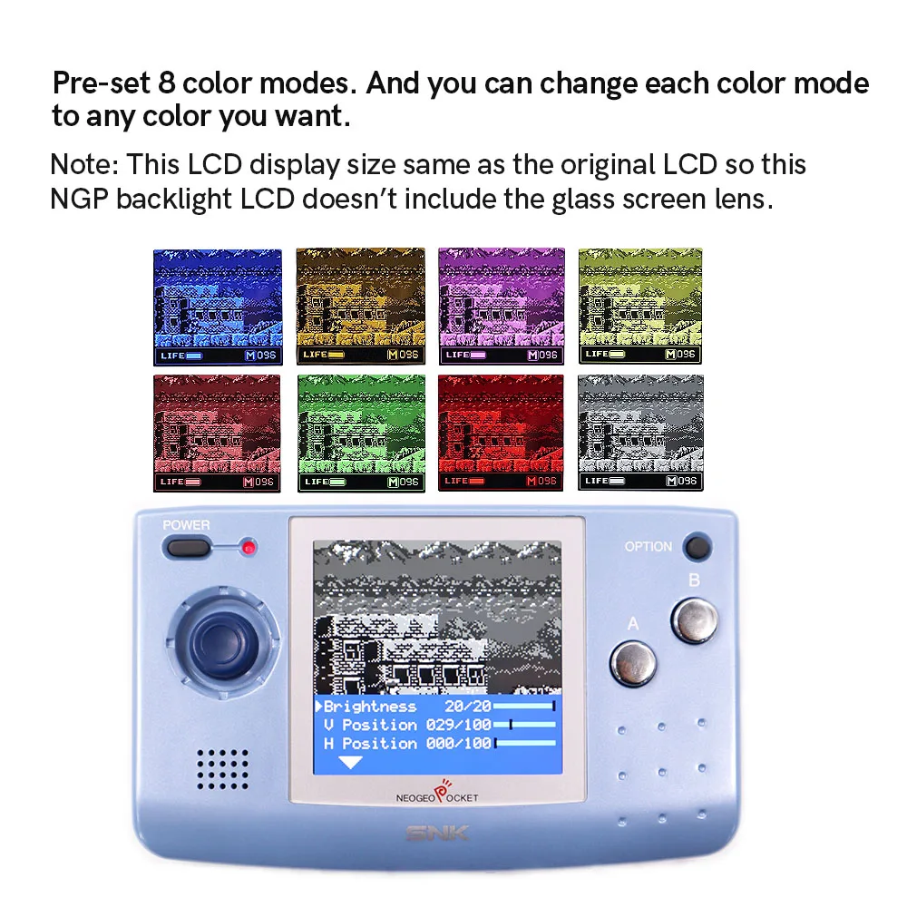 Super OSD Version Large Screen Backlight LCD For SNK Neo Geo Pocket NGP Black/White Game Console
