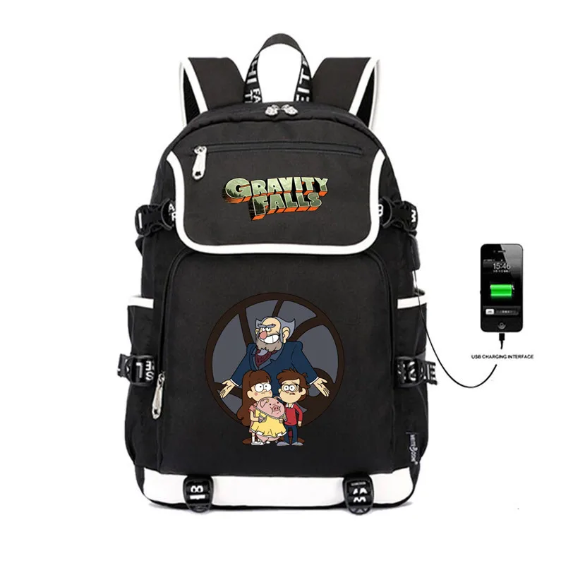 Рюкзак Gravity Фолс, школьная сумка, usb зарядка, рюкзак, студенческий школьный ноутбук, Подростковая дорожная сумка, женская и мужская упаковка - Цвет: 14