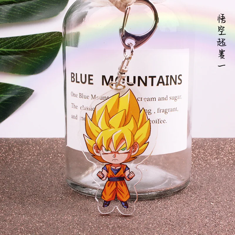 

Anime Figure Dragon Ball Keychain Acrylic Goku Vegeta Key Chain 3D Double Side Cartoon Key Ring Kid Trinket Gift Key Holder