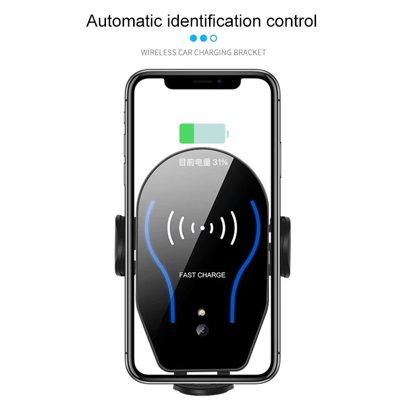 X8 QI автомобильное беспроводное зарядное устройство для iPhone 11 Pro XS Max samsung S10 интеллектуальное инфракрасное Быстрое беспроводное зарядное устройство Автомобильный держатель для телефона