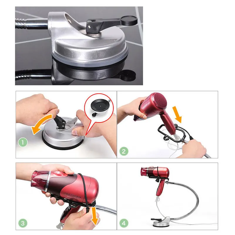 Home Wall Mount Alloy Hair Dryer Holders Rack Storage Organizer Bathroom Tool