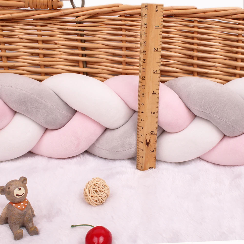 Parachoques para cama de bebé, cojín con nudo trenzado, Protector de cuna, decoración de habitación, 2M