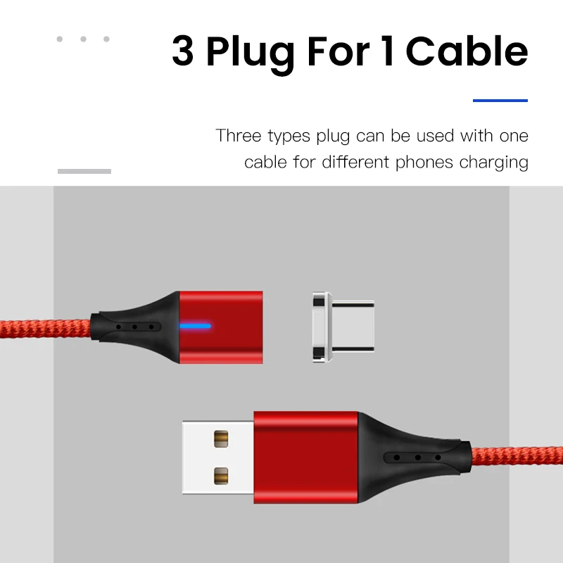 IONCT 3A Быстрая зарядка USB-C Магнитный кабель для Xiaomi 5 samsung Android мобильный телефон шнур провод магнит Зарядное устройство usb Тип C кабель