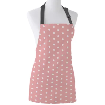 

White Wave Point Pink Apron Personalized Design Adjustable Canvas Kitchen Hotel Cafe Aprons Female Ladies Couples Cooking Dining
