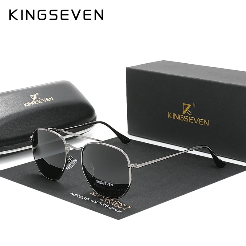 Kingseven Authentic Vintage Sunglasses Men Polarized Women Hexagon Sun