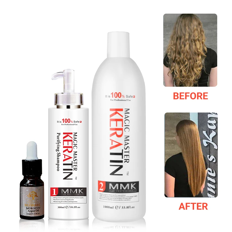 Useful 300ml Purifying Shampoo+1000ml WITHOUT Formalin Magic Master Keratin Treatment Straighten Frizzy Hair