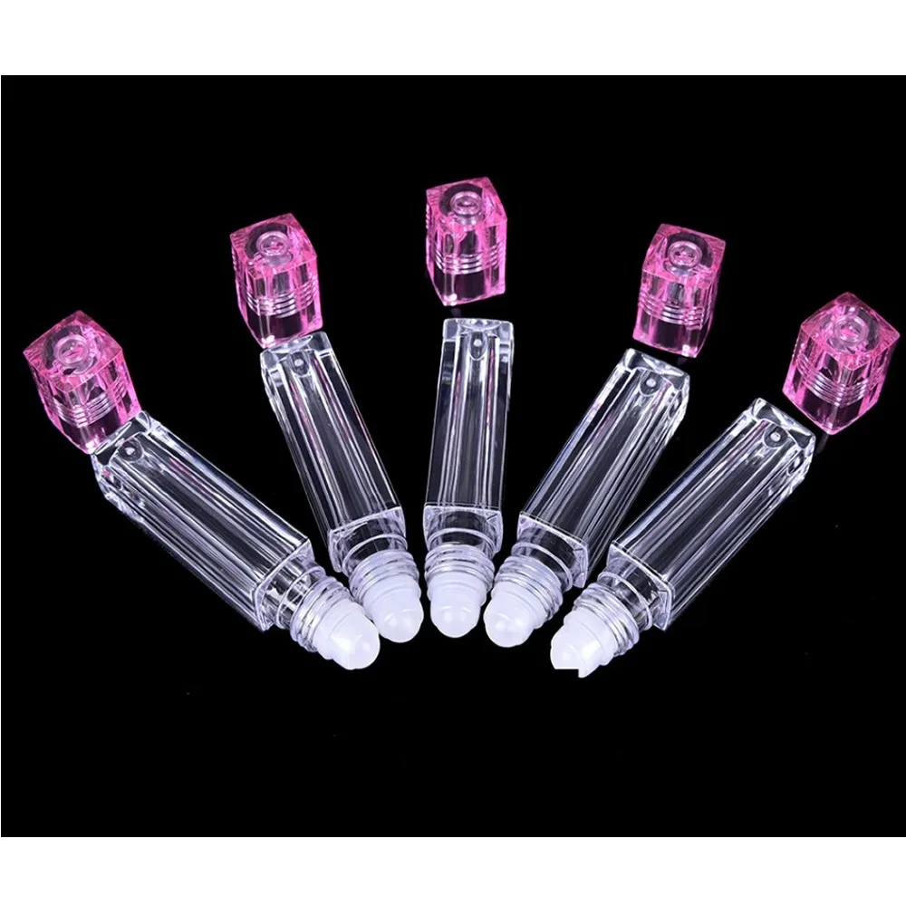 

3 Pieces 6.5ml Square Lip Gloss Oil Roll On Bottle Portable Empty Refillable Makeup Container Tube Vials