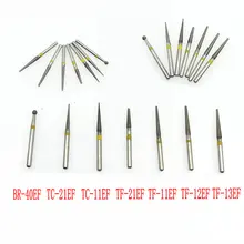 50 шт. зубные Алмазные Боры зернистости желтый/Сверхтонкий наконечник для высокоскоростной бормашины 1,6 мм BR-40EF/TC-11EF/TF-12EF/TF-13EF