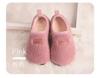 pink Детские теплые ходунки для мальчиков и девочек; зимняя обувь для малышей; мягкие милые домашние тапочки для малышей; детская обувь; носки-Тапочки - Цвет: pink