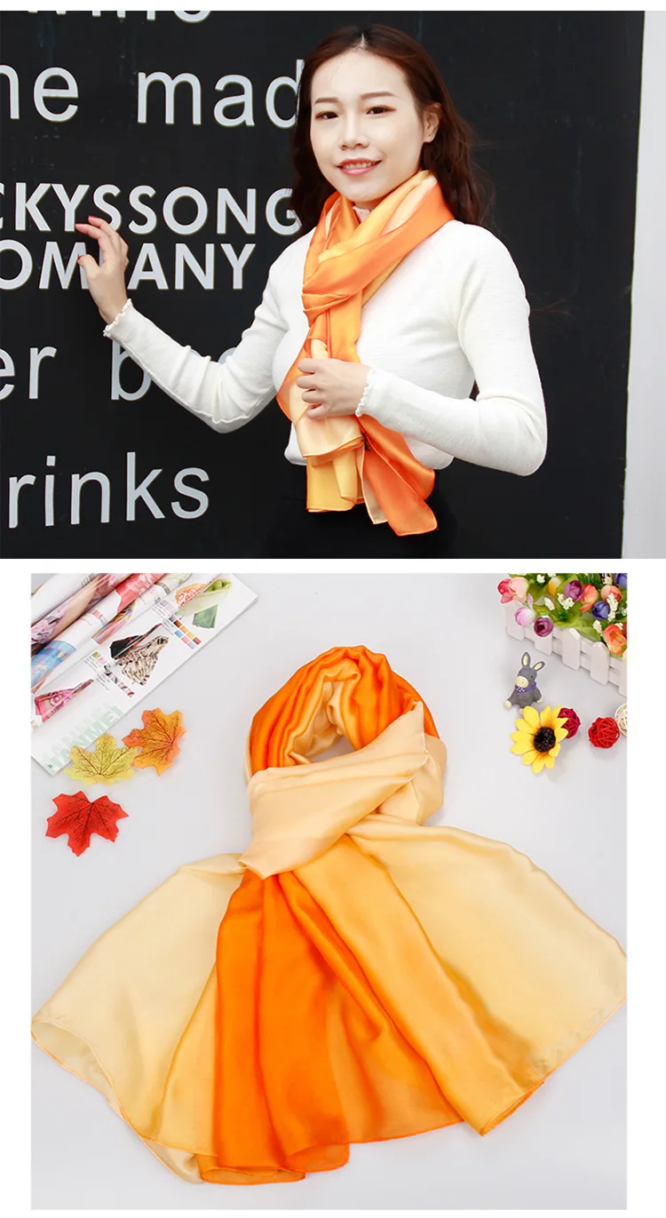 Spring And Summer New Style Imitated Silk Fabric Transition Color Silk Scarves Seaside Sun-resistant Beach Towel Gradient Color